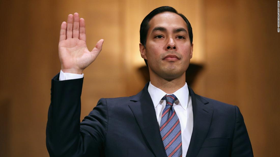 Castro is sworn in during his confirmation hearing in June 2014. He was confirmed by a 71-26 vote.