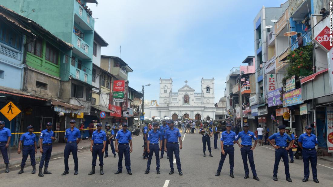 Sri Lankan security personnel keep watch outside St. Anthony&#39;s Shrine. 