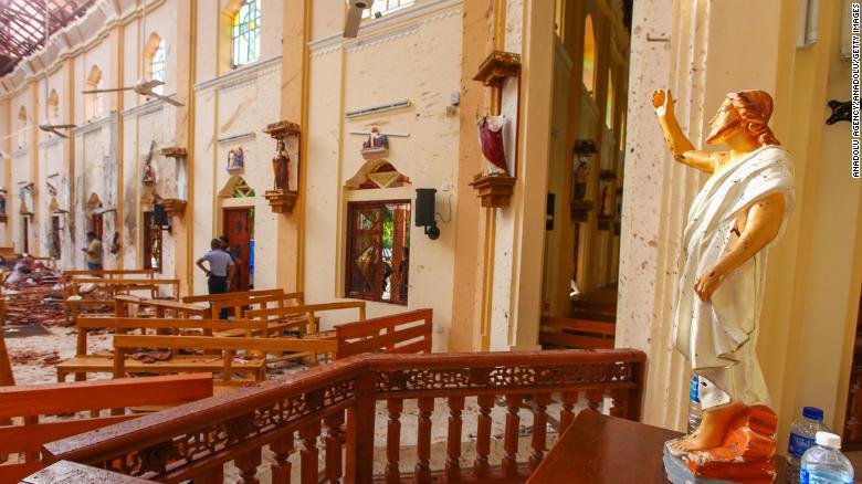 The damage at St. Sebastian&#39;s Church in Colombo, Sri Lanka.
