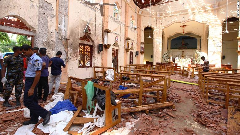 One of the blasts tore through St. Sebastian&#39;s Church in Negombo, north of Colombo.