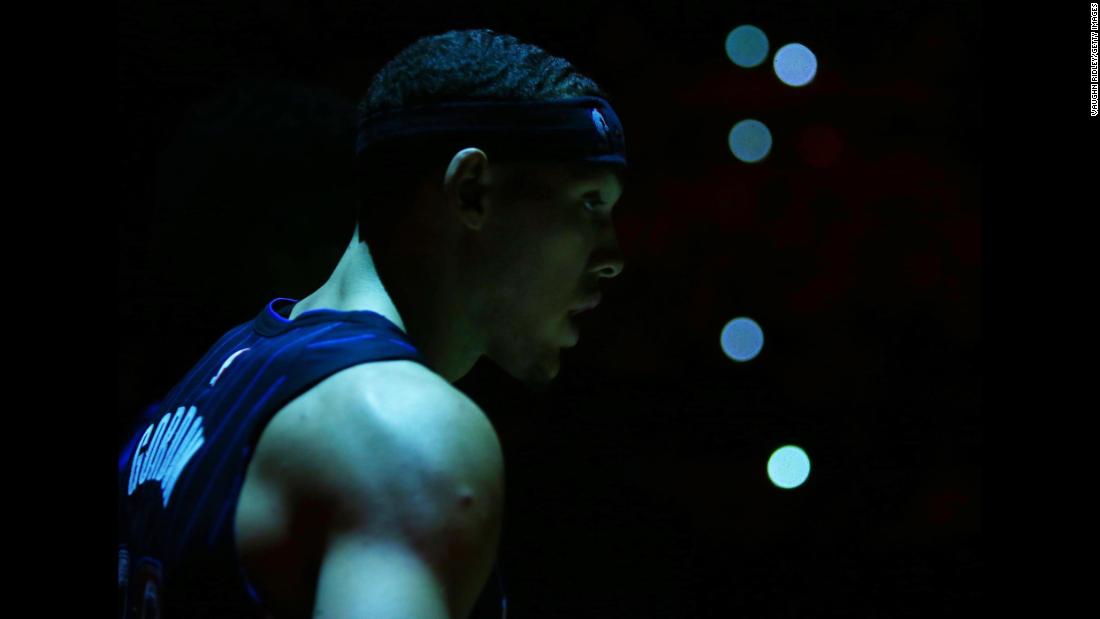 Aaron Gordon of the Orlando Magic is seen prior to Game Two of the first round of the 2019 NBA Playoffs against the Toronto Raptors on Tuesday, April 16, in Toronto.