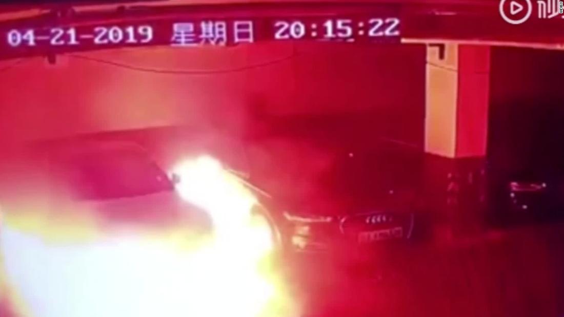 tesla car fire video