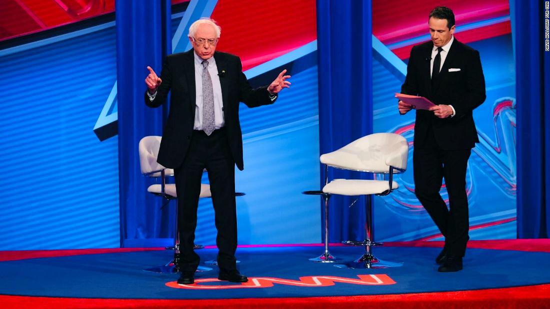 Sanders addresses the audience at a CNN town hall in Washington in April 2019.