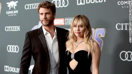 Liam Hemsworth and Miley Cyrus attend the Los Angeles World Premiere of Marvel Studios&#39; &quot;Avengers: Endgame&quot; at the Los Angeles Convention Center on April 23, 2019 in Los Angeles, California. (Photo by Jesse Grant/Getty Images for Disney)
