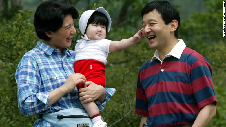 Crown Princess Masako and Crown Prince Naruhito along with daughter Princess Aiko during a family outing on August 16, 2002 in Tochigi Prefecture, Japan.