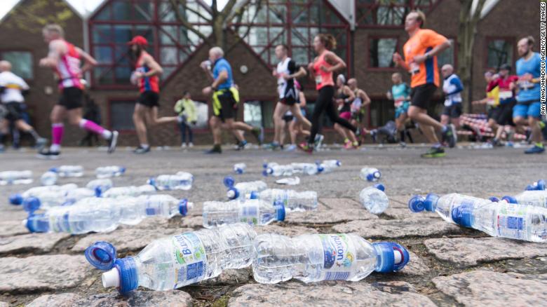 Almost 1 million plastic bottles were handed out to runners last year. 