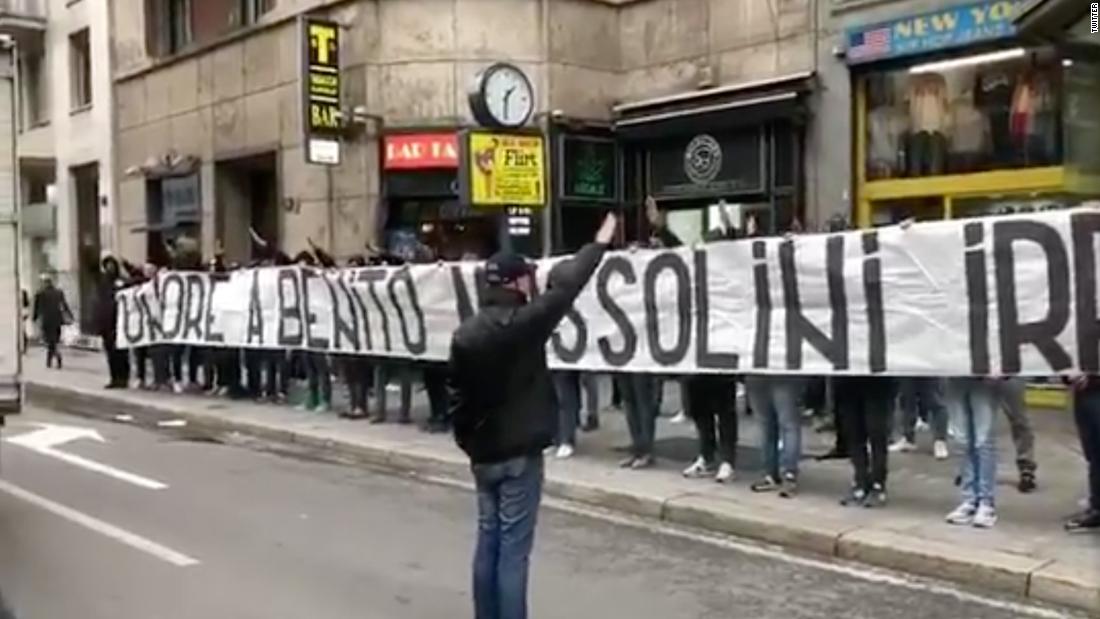 Lazio fans hang pro-Mussolini banner, make fascist salutes ...