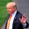 President Donald Trump waves after talking to reporters as he leaves the White House in Washington, Wednesday, April 24, 2019, for a trip to Atlanta with first lady Melania Trump to participate an opioids summit. (AP/Manuel Balce Ceneta)