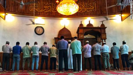 Worshipers pray at the Dewatagaha Mosque in Colombo, Sri Lanka, on April 24, 2019. 