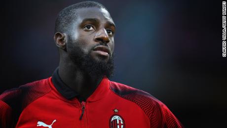 Tiémoué Bakayoko of AC Milan looks on during the Serie A match between AC Milan and US Sassuolo at Stadio Giuseppe Meazza