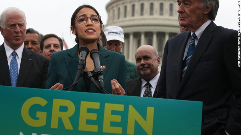 U.S. Rep. Alexandria Ocasio-Cortez at a news conference unveiling the Green New Deal resolution, February 7, 2019. 