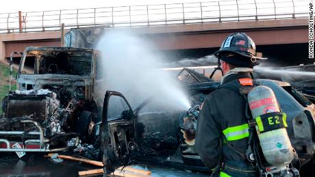 The crash triggered a series of explosions on Interstate 70 near Denver. 