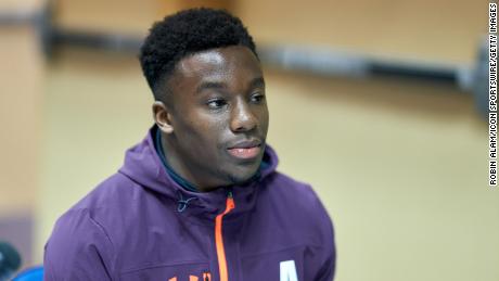 Washburn cornerback Corey Ballentine answers questions from the media during the NFL Scouting Combine on March 03.