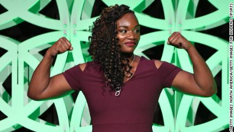 Claressa Shields speaks onstage at The Women&#39;s Sports Foundation&#39;s 39th Annual Salute To Women In Sports And The Girls They Inspire Awards Gala in October 2018.
