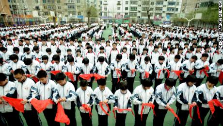 Students attend a celebration of China&#39;s Youth Day at Nanchang Middle School on May 4, 2011 in Shenyang, Liaoning Province of China.