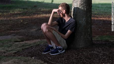 A student is shown after a shooting on the campus of University of North Carolina Charlotte. 