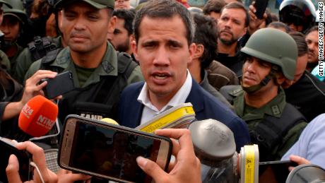 Surrounded by soldiers, Guaidó called for a military uprising against Maduro outside the airforce base La Carlota on April 30.