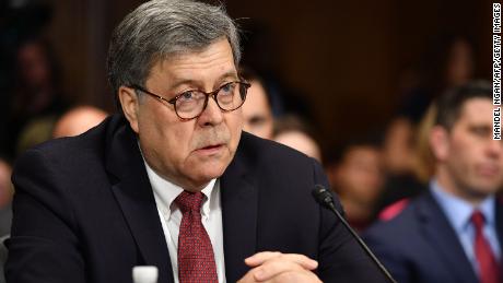 US Attorney General William Barr listens before the Senate Judiciary Committee on &quot;The Justice Department&#39;s Investigation of Russian Interference with the 2016 Presidential Election&quot; on Capitol Hill in Washington, DC, on May 1,2019. (Photo by MANDEL NGAN / AFP)        (Photo credit should read MANDEL NGAN/AFP/Getty Images)