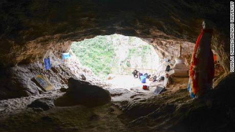 The entrance to the Baishiya Karst Cave.