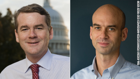 Michael Bennet (L) and his brother James Bennet, the editorial page editor at the New York Times