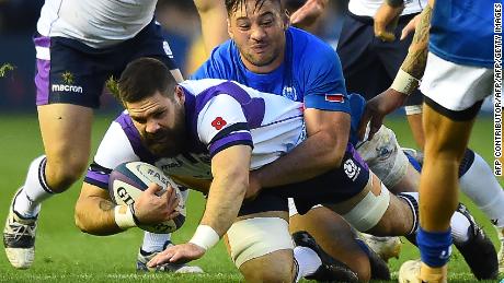 Du Preez in action for Scotland against Samoa in 2017.