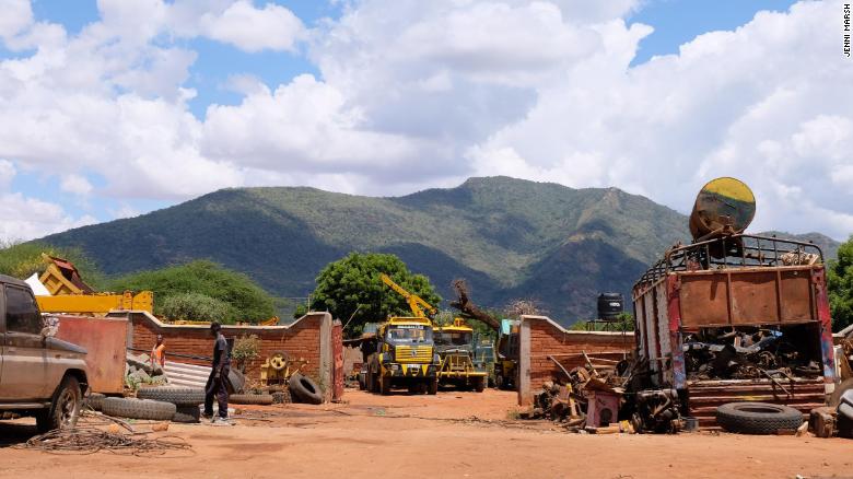 Trucks in the yard of Mustafa Jamal's company.