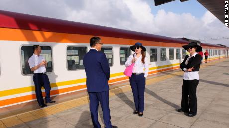 Chinese staff are visible at all stations along the railway line in Kenya.