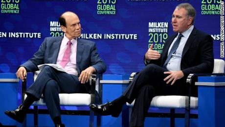 Michael Milken, chair of the Milken Institute, and billionaire hedge funder Ken Griffin talk about the future of capitalism at the annual Milken Institute Global Conference on April 29.