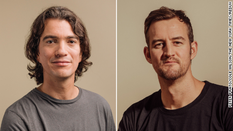 WeWork founder and CEO Adam Neumann (left) and co-founder Miguel McKelvey (right), who serves at the company&#39;s chief culture officer.