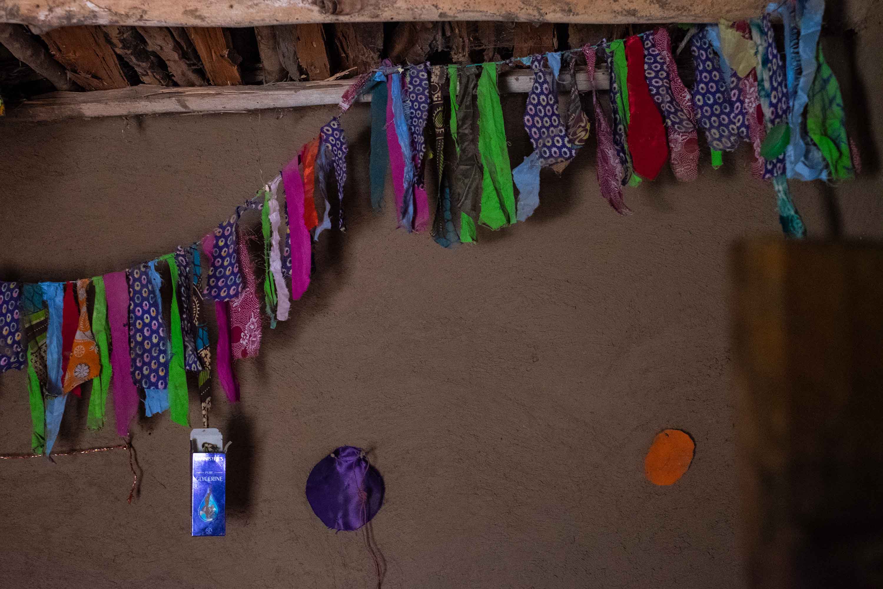 A strand of fabric decorating Chaha and Wambura&#39;s home.
