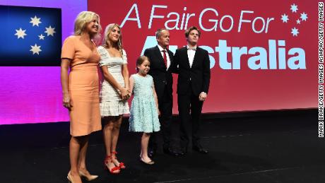 Labor leader Bill Shorten, his wife Chloe, and their children during the 2018 ALP National Conference on December 16, 2018 in Adelaide, Australia. 