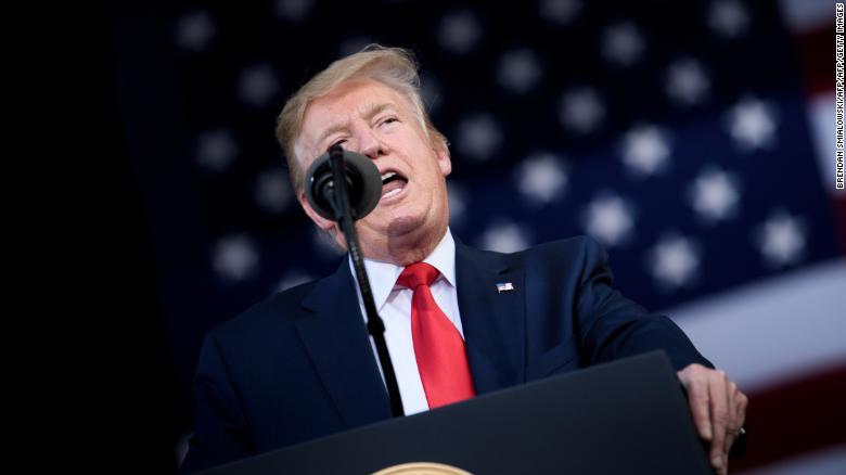 US President Donald Trump speaks during a &quot;Make America Great Again&quot; rally in Florida on May 8, 2019. BRENDAN SMIALOWSKI/AFP/Getty Images