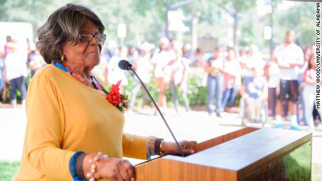 Foster, speaking at the unveiling of a campus historical marker in her honor in 2017