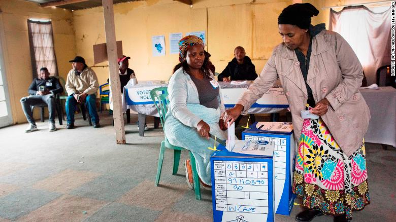A woman casts her vote in Cape Town on Wednesday.