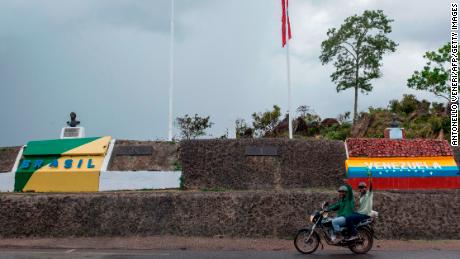 View of the Brazil-Venezuelan border crossing in Pacaraima, Roraima state on May 10.