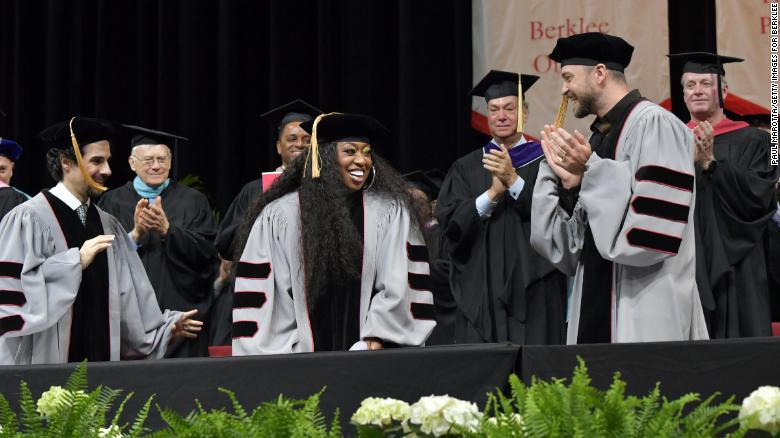 Alex Lacamoire, Missy Elliot and Justin Timberlake were awarded honorary doctorates on Saturday  from Berklee College of Music.