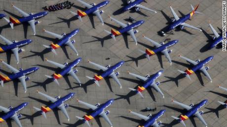 VICTORVILLE, CA - MARCH 27:  A number of Southwest Airlines Boeing 737 MAX aircraft are parked at Southern California Logistics Airport on March 27, 2019 in Victorville, California. Southwest Airlines is waiting out a global grounding of MAX 8 and MAX 9 aircraft at the airport.  (Photo by Mario Tama/Getty Images) 