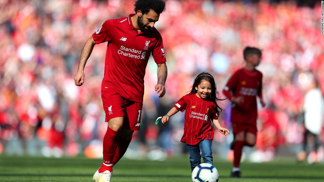 Proud dad Mo Salah looks on as daughter enjoys goal at Anfield - CNN