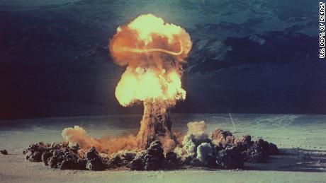 Radioactive carbon from nuclear tests has been found in the ocean. The 37 kiloton &quot;Priscilla&quot; nuclear test was detonated at the Nevada Test Site in 1957.