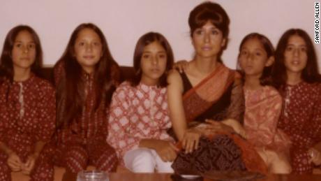 Sakina Jaffrey (first on left) with her sisters, cousins and her mother, Madhur Jaffrey (third from left) in Delhi, India.