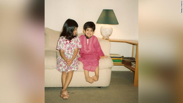 Alok Vaid-Menon as a child with their older sister, Alka, in Texas, US.