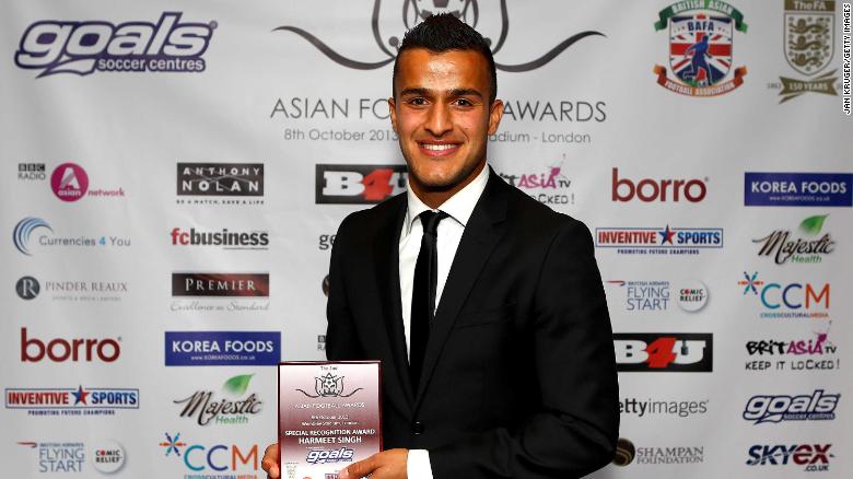 Harmeet Singh wins a Special Recognition Award at the Annual Asian Football Awards at Wembley Stadium on October 8, 2013 in London, England. 