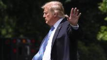 WASHINGTON, DC - MAY 14: U.S. President Donald Trump waves as he walks toward Marine One before departing from the White House on May 14, 2019 in Washington, DC. President Trump is traveling to Louisiana.  (Photo by Mark Wilson/Getty Images)