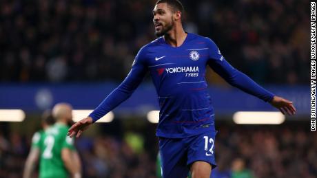 Ruben Loftus-Cheek celebrates after scoring in a Premier League game against Brighton in April.