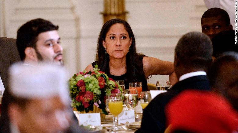Sakina Jaffrey attends the annual Iftar dinner celebrating the Muslim holy month of Ramadan hosted by ex-US President Barack Obama in the White House on July 22, 2015 in Washington, DC. 