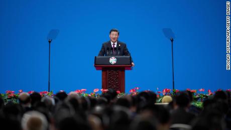 Chinese president Xi Jinping delivers a speech during the opening ceremony of the Conference on Dialogue of Asian Civilizations at the National Convention Center in Beijing on May 15.