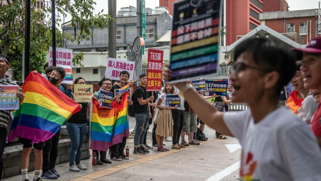 People lined the streets outside the parliamentary administration building on Friday.