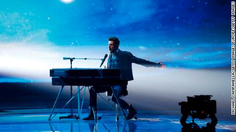 Duncan Laurence, representing the Netherlands, performs at the show.