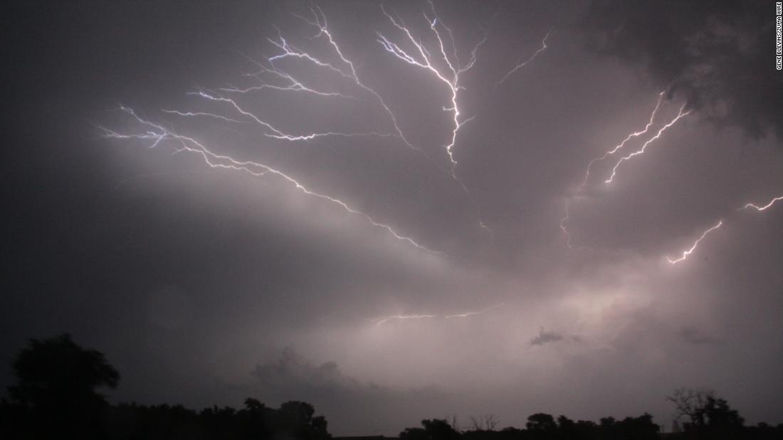 Lightning fills the sky over Oklahoma City on May 20. 