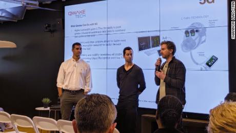 Qwake Technologies presents its company to a group of first responders at a Verizon 5G Labs event on Monday.